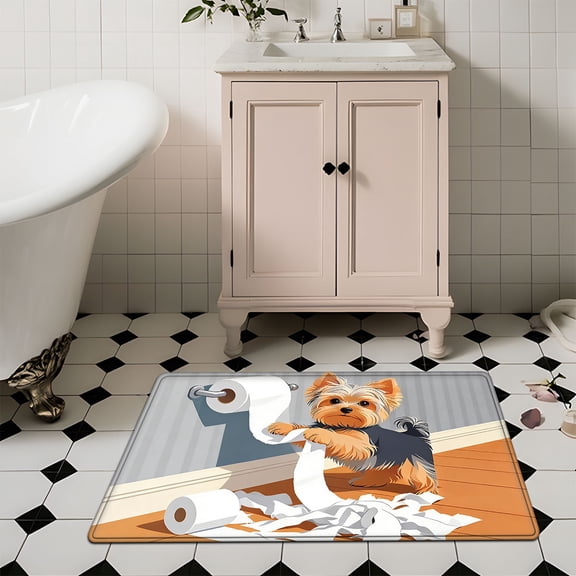YIMEIS Dog Tears Paper Soft Flannel Bath Mat, 15.7''*23.6'', Non-Slip, Rug for Bathroom Doorway & Entryway