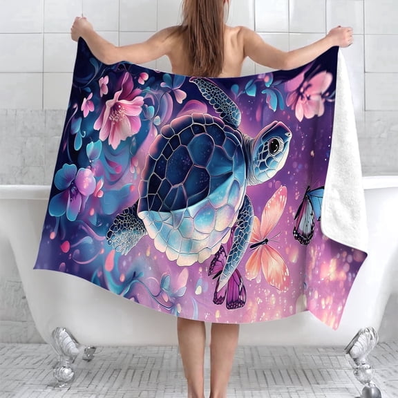YIMEIS Dream Turtle Butterfly Dance Microfiber beach towels 31×63in Quick Dry Sand Free for Beach Use