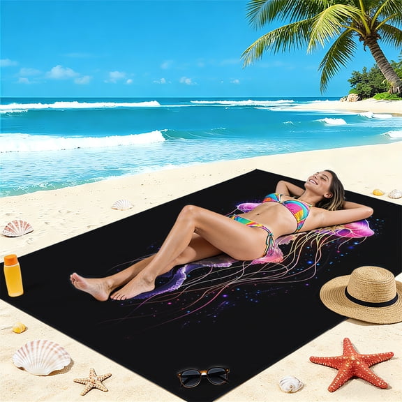 YIMEIS Dream jellyfish night Soft beach towels 35×70in Microfiber Absorbent for Pool Camping