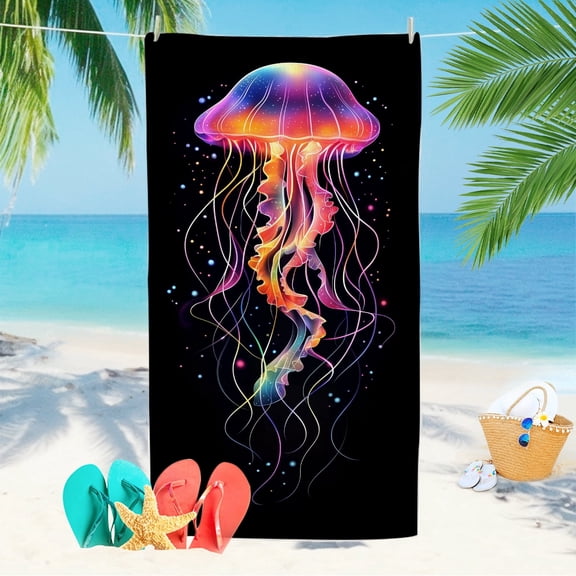 YIMEIS Dream jellyfish night light Absorbent beach towels 30×60in Microfiber for Beach Vacation