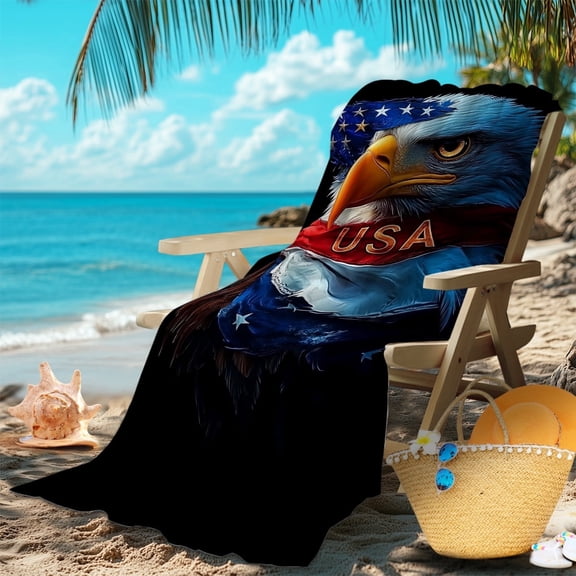 YIMEIS Eagle Flag America Absorbent beach towels 30×60in Microfiber for Beach Vacation