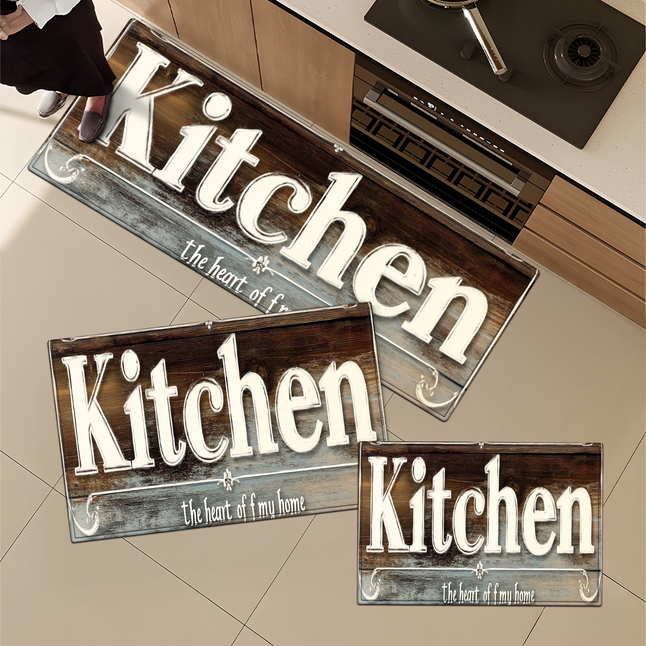 YIMEIS Fall Christmas Halloween Kitchen Mat Cushioned Anti Fatigue Kitchen Rug 47''*18'' Non Slip Kitchen Rugs and Mats Standing Desk Mat Comfort Floor Mats for Kitchen House Sink 3 Piece Set