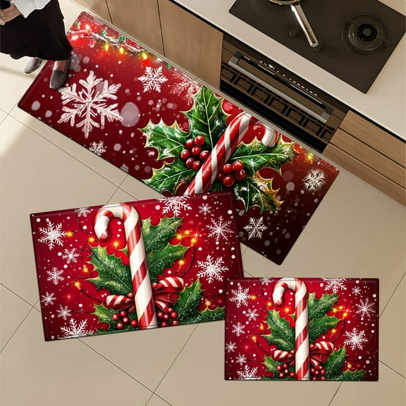 YIMEIS Fall Christmas Halloween Machine Washable Non-Slip Rubberback Indoor Runner Rug/Area Rug for Kitchen, Hallway, Kitchen, Entryway, Bathroom, 3 Piece Set - 16''*24''/20''*32''/47''*18''