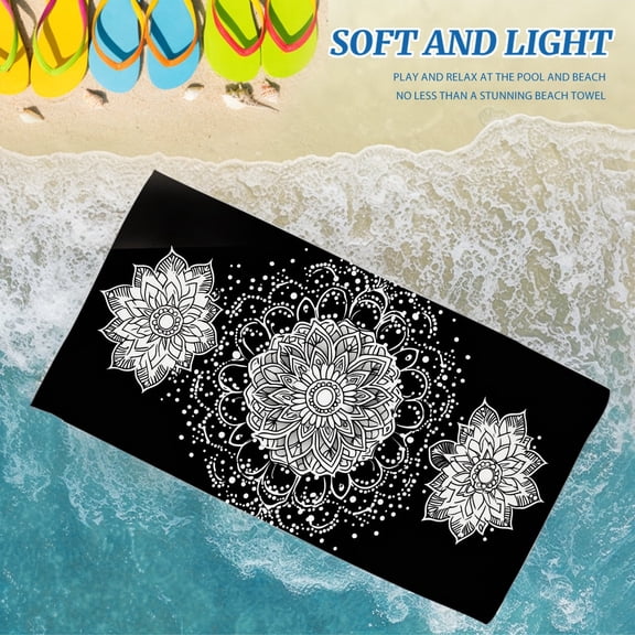 YIMEIS Geometric flower art Microfiber beach towels 30×60in Quick Dry Sand Free for Beach Trips