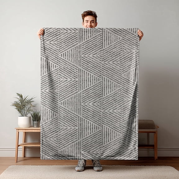 YIMEIS Geometric patterns Flannel Blanket,30*40 inch Available, Skin-Friendly & Warm, Multi-Scene Use, for Home Office Car Nap