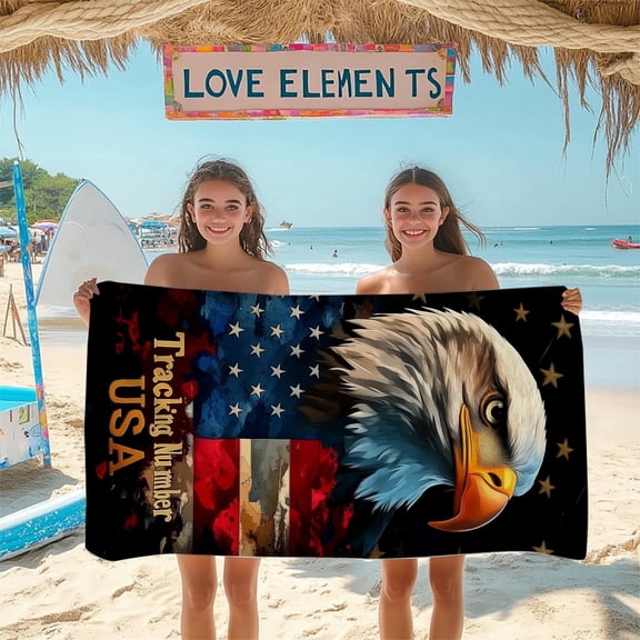 YIMEIS Glory of the Eagle and the Flag Sand Free beach towels 30×60in Microfiber for Camping Sports