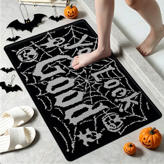 YIMEIS Halloween Ghost Pumpkin Lantern Household 1Pc Flannel Mat and Kitchen Rugs,Soft Non-slip for Bedroom Entryway