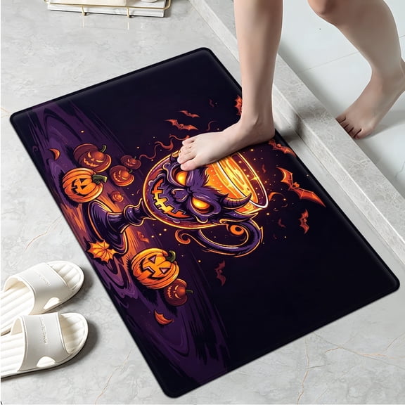 YIMEIS Halloween Magic Wine Cup Household 1Pc Flannel Mat and Kitchen Rugs,Soft Non-slip for Bedroom Entryway