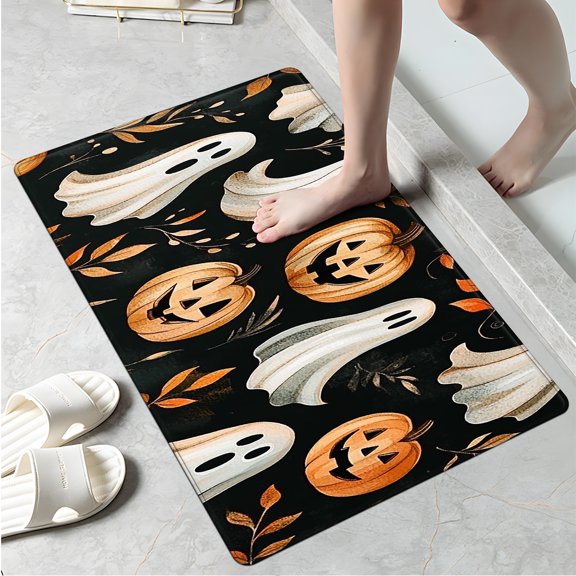 YIMEIS Halloween decoration Kitchen rugs Washable flannel Printed Area Rug and Mats DoorMats, bath mat,Autumn and Winter Festival Decoration-Halloween Undead 15.7'' x 23.6''