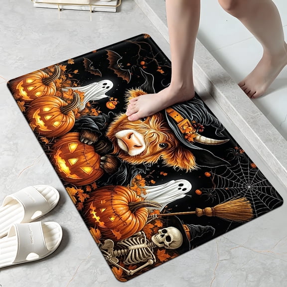 YIMEIS Halloween jack-o '-lanterns Soft Bathroom Rugs, 20''×32'' Non-slip for Bathroom Corner