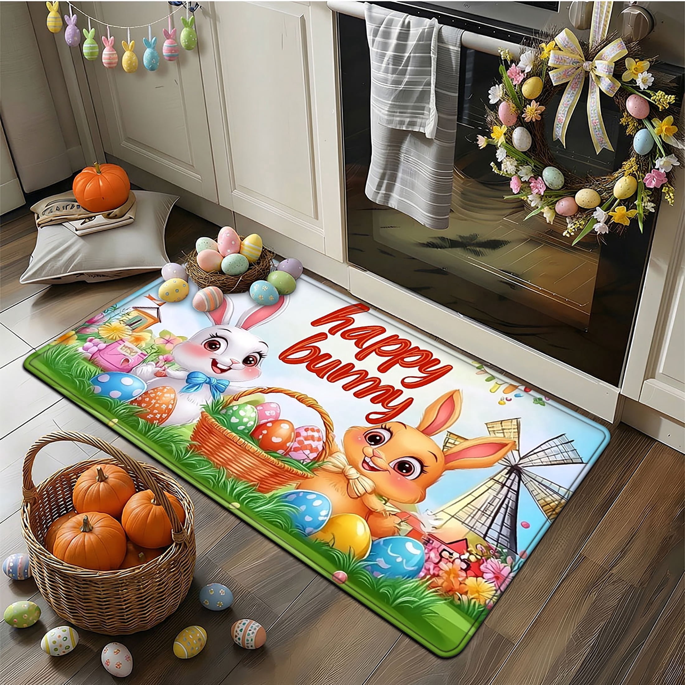 Cartoon Easter Rug YIMEIS Happy Easter 23.6''*35.4'' Oversized Flannel Bath Mat, Non-Slip ...