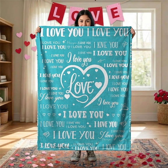 YIMEIS I Love You Soft Flannel Blanket, 30*40 Inch Multiple Sizes, Easy Clean & Durable, for Office Nap Sofa Movie