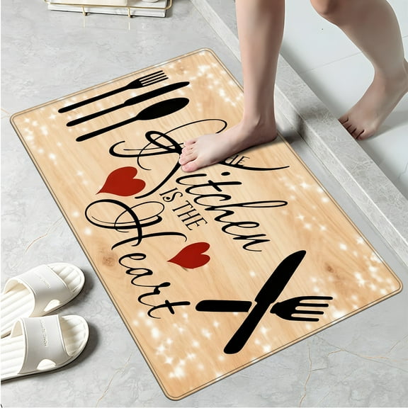 YIMEIS Kitchen apricot background Fall Kitchen Mats, Xmas Winter Seasonal Farmhouse Home Seasonal Decorations Rugs for Floor - 16''*24''in