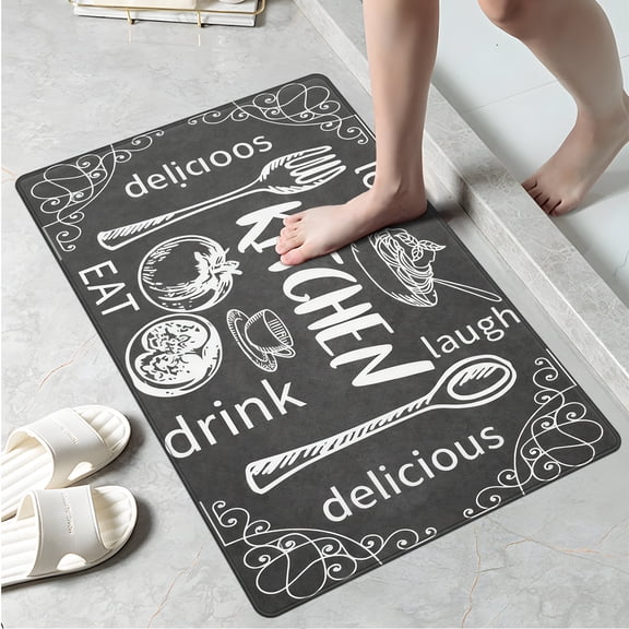 YIMEIS Kitchen, gray background Kitchen Mat Rug - 1Pcs Perfect for Kitchen Counter, 16''*24'', Functional for Decoration