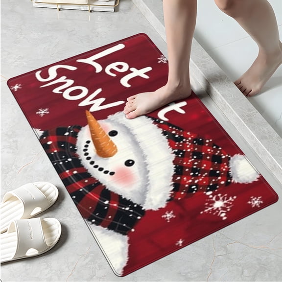 YIMEIS Let it Snow Winter Snowman Snowflakes Kitchen Mat Rug Set - Perfect for Kitchen Counter, 16''*24'', Functional for Decoration