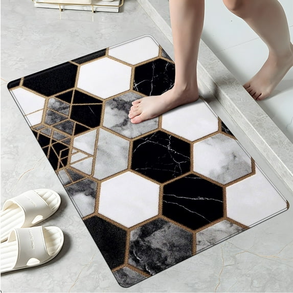 YIMEIS Marble mosaic geometric pattern Fall Kitchen Rugs, Xmas Holiday Kitchen Mat Decor Home Decorations, Green Christmas Mats for Kitchen Floor - 16''*24''