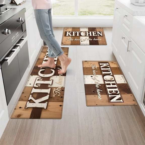 YIMEIS Merry Christmas Fall Kitchen Rugs Set of 3, Xmas Holiday Christmas Tree Kitchen Mat Decor Home Decorations, Green Christmas Mats for Kitchen Floor - 16''*24'' and 20''*30'' and 17''*47'' in