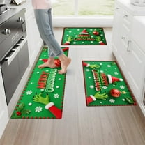 YIMEIS Merry Christmas Fall Kitchen Rugs Set of 3, Xmas Holiday Christmas Tree Kitchen Mat Decor Home Decorations, Green Christmas Mats for Kitchen Floor - 16''*24'' and 20''*30'' and 17''*47'' in