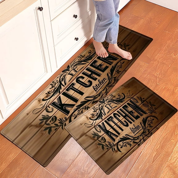 YIMEIS Merry Christmas Trees Deer Snowflakes Fall Kitchen Mats Set of 2, Winter Home Decor Low-Profile Kitchen Rugs for Floor - 2pcs 16*24 and 17*47 in