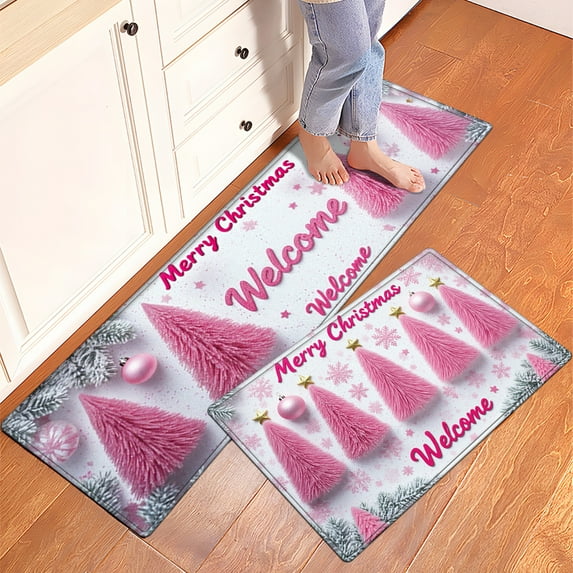 YIMEIS Merry Christmas Welcome Fall Kitchen Mats Set of 3,Xmas Winter Seasonal Farmhouse Home Seasonal Decorations Rugs for Floor - 16''*24'' and 20''*30'' and 17''*47'' in