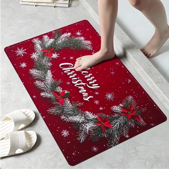 YIMEIS Merry Christmas Wishes Kitchen Mat Washable Non-Skid Absorbent Runner Rugs 16''24'' - 1 Pc Recommended for Kitchen Sink Front/Floor, Suitable for All Age Groups