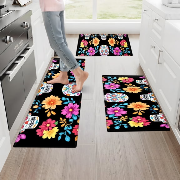 YIMEIS Merry Christmas Kitchen Decor Set of 3 Christmas Fall Kitchen Rugs, Xmas Decorative Farmhouse Floor Mats for Home Kitchen Dining Room Decorations - 16''*24'' and 20''*30'' and 17''*47'' inch