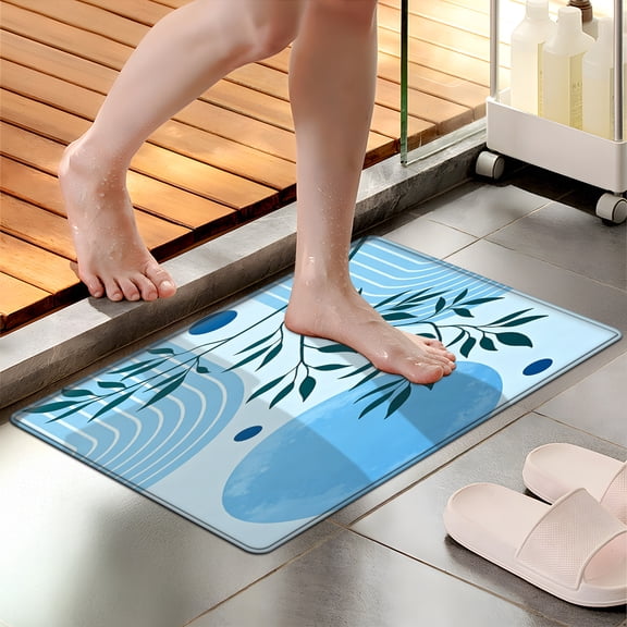 YIMEIS Mid-Autumn Festival, Blue Moon Leaves 1Pc Flannel Mat and Kitchen Rugs,Soft Non-slip,Perfect for Home Bathroom
