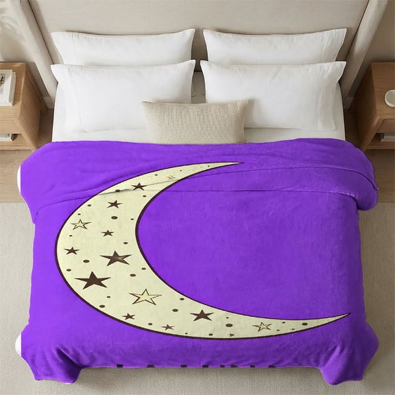 YIMEIS Moon and stars Soft Flannel Blanket, 30*40 Inch Multiple Sizes, Easy Clean & Durable, for Office Nap Sofa Movie