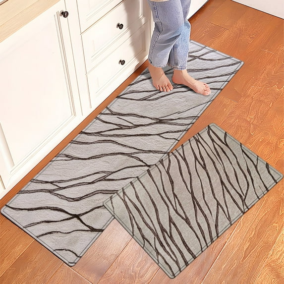 CCTFS New Year's branches Fall Kitchen Rugs Set of 2, Xmas Holiday Kitchen Mat Decor Home Decorations, Green Christmas Mats for Kitchen Floor - 16''*24'' and 17''*47'' in