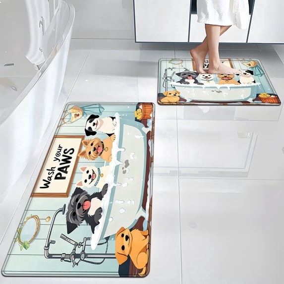 YIMEIS Pet bath 15.7''*23.6''/17.7''*47.2'' Combo Flannel Mat, Non-Slip & Wear-Resistant, Multi-Use Rug for Bathtub Side & Bedside