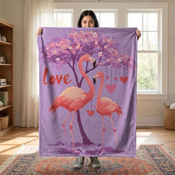 YIMEIS Pink Flamingo Flannel Blanket,50*60 inch Available, Skin-Friendly & Warm, Multi-Scene Use, for Home Office Car Nap