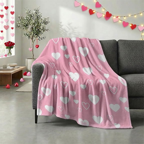 YIMEIS Pink heart background Flannel Blanket,30*40 inch Available, Skin-Friendly & Warm, Multi-Scene Use, for Home Office Car Nap