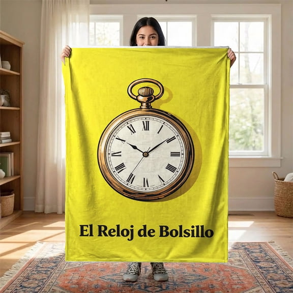 YIMEIS Pocket Watch Time Multi-Functional Flannel Throw, Skin-Friendly & Heat-Locking, Home & Travel Use, 50*60 inch for Needs