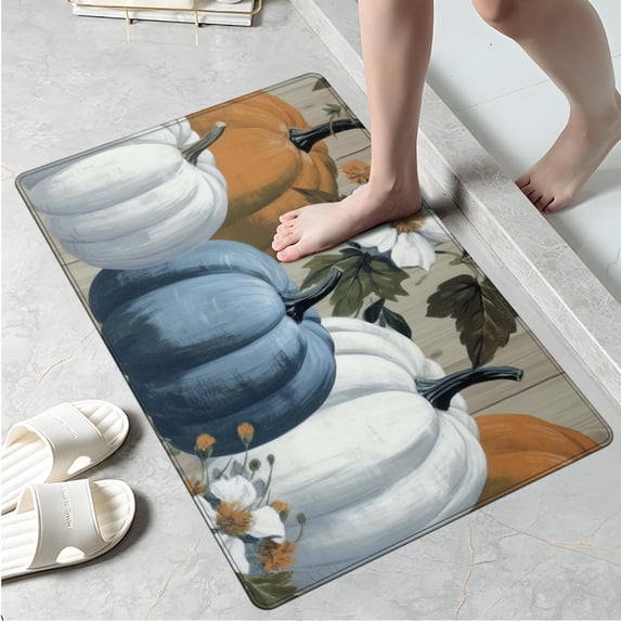YIMEIS Pumpkin flowers for Halloween Kitchen Mat Washable Non-Skid Absorbent Runner Rugs (16''24'') - 1Pc Recommended for Kitchen Sink Front/Floor, Suitable for All Age Groups
