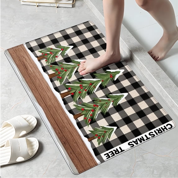 YIMEIS Snow scene of Christmas tree Kitchen Decor Christmas Fall Kitchen Rugs, Xmas Decorative Farmhouse Floor Mats for Home Kitchen Dining Room Decorations - 16''*24''