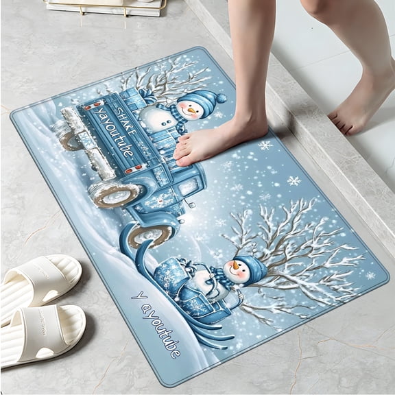 YIMEIS Snowman truck present Kitchen Mat Rug - Perfect for Kitchen Counter, 16''*24'', Functional for Decoration