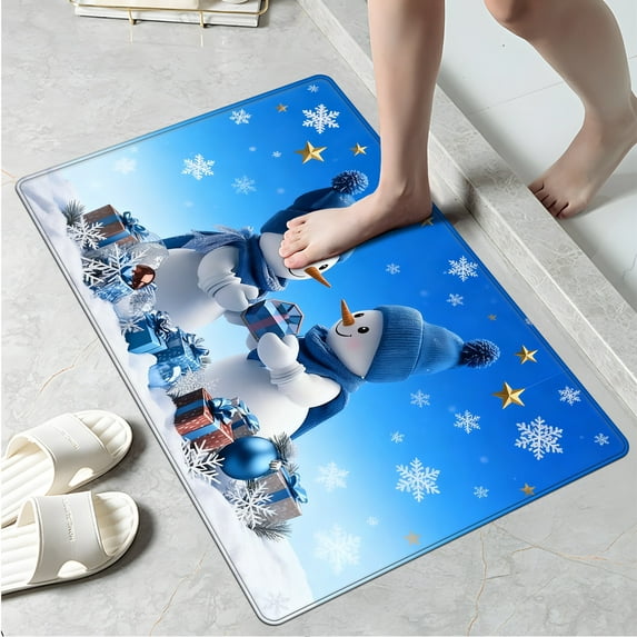YIMEIS Snowmen give gifts to each other Fall Kitchen Mats, Xmas Winter Seasonal Farmhouse Home Seasonal Decorations Rugs for Floor - 16''*24''in