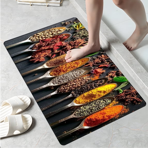 YIMEIS Spice Festive Flavorful Ingredients Kitchen Mat Rug Set - 1 Pc Perfect for Kitchen Counter, 16''*24'', Functional for Decoration