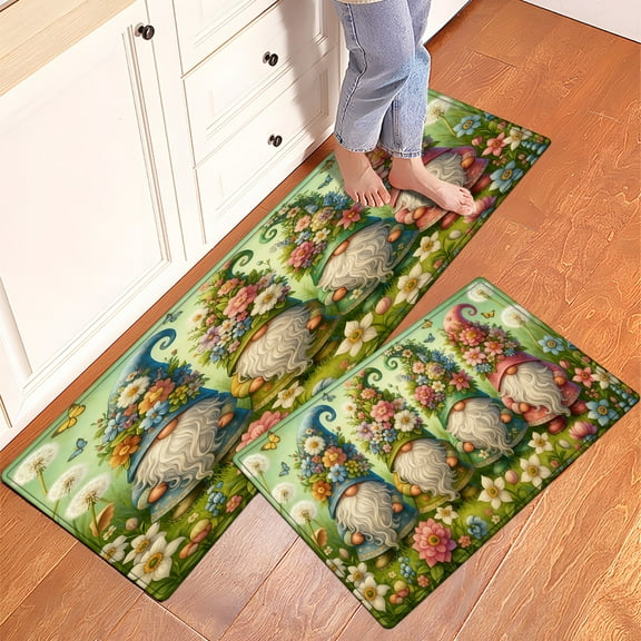 YIMEIS Spring Flower Spirit Kitchen Mat Washable Non-Skid Absorbent Runner Rugs (16''24''/47''18'') - 2 Pcs Recommended for Kitchen Sink Front/Floor, Suitable for All Age Groups