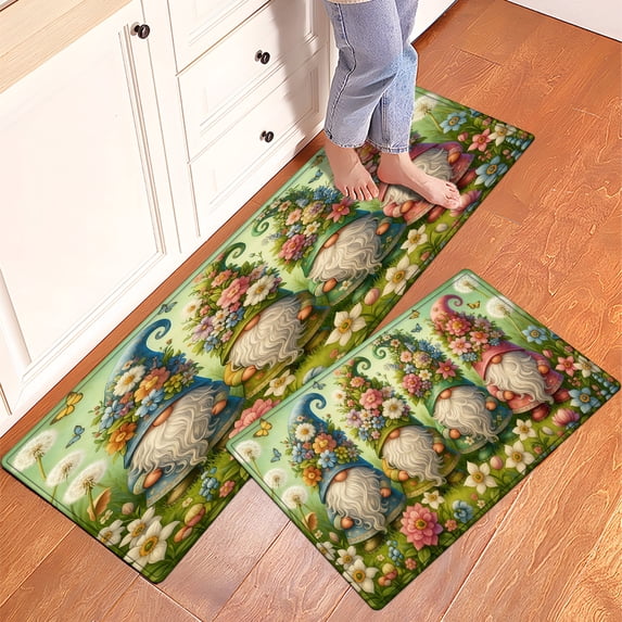 YIMEIS Spring Flower Spirit Kitchen Mat Washable Non-Skid Absorbent Runner Rugs (16''24''/47''18'') - 2 Pcs Recommended for Kitchen Sink Front/Floor, Suitable for All Age Groups