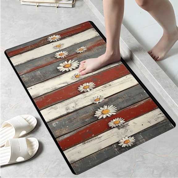 YIMEIS Summer Daisy Fence Machine Washable Non-Slip Rubberback Indoor Runner Rug/Area Rug for Kitchen, Hallway, Kitchen, Entryway, Bathroom, 1 Piece - 16''*24''