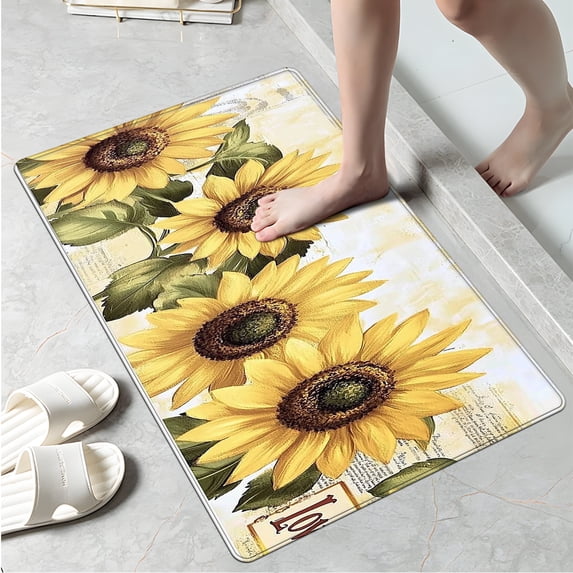 YIMEIS Sunflower Festive Celebration Kitchen Mat Rug Set - 1 Pc Perfect for Kitchen Counter, 16''*24'', Functional for Decoration