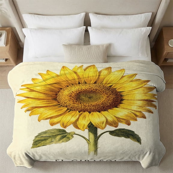 YIMEIS Sunflower High-Density Flannel Warm Blanket, 40*50 inch Non-Shedding & Anti-Pilling, All-Season, for Sofa Bedroom Car