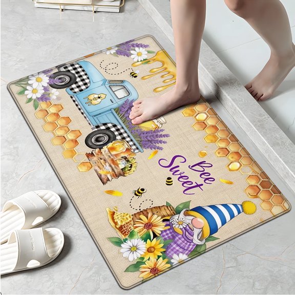 YIMEIS Sweet Honeycomb Pastoral Scenery Multi-purpose 1-Piece Flannel Mat and Kitchen Rugs,Soft Non-slip for Home Bedroom Bathroom