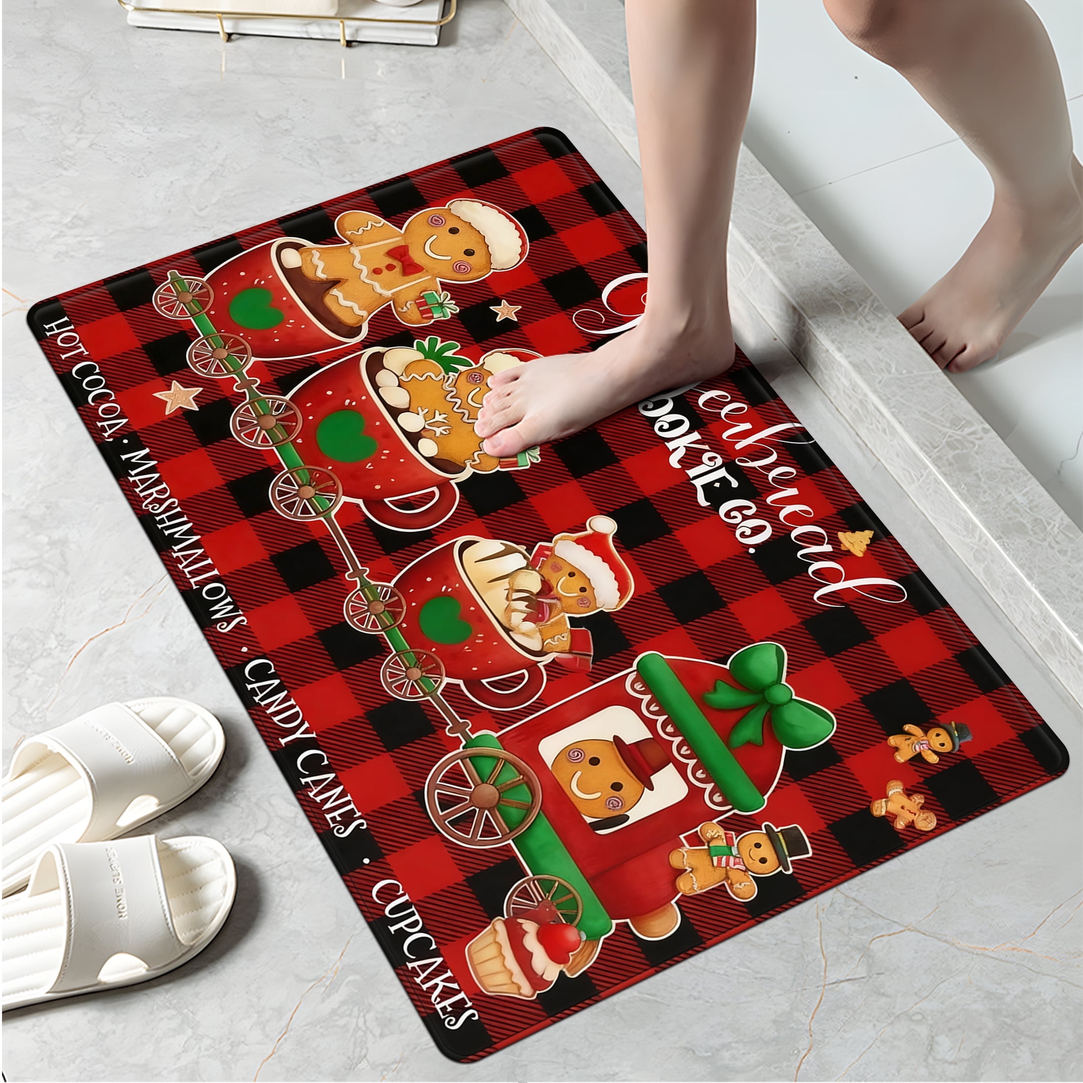 YIMEIS The Christmas Gingerbread Man Kitchen Mat Rug - 1Pcs Perfect for ...
