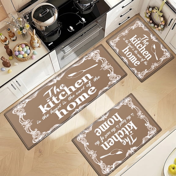 YIMEIS The Heart of the Kitchen 3Pcs Flannel Mat & Kitchen Rugs Set,Soft Non-slip,16''×24'' 20''×30'' 17''×47'' Inches,for Entryway Bathroom