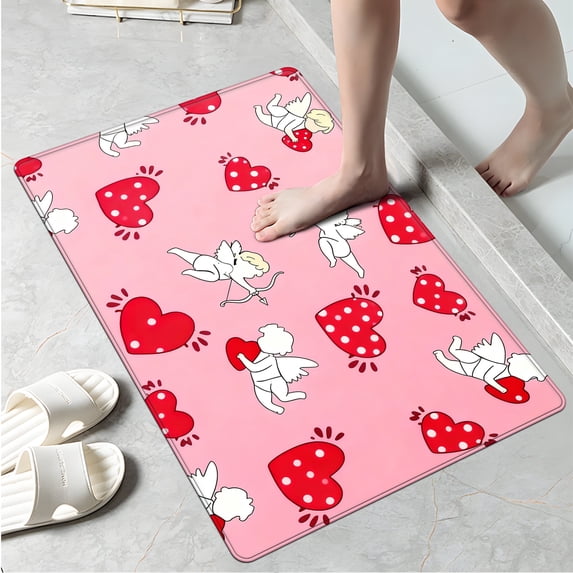 YIMEIS Valentine's Day Angel of Love Kitchen Decor Christmas Fall Kitchen Rugs, Xmas Decorative Farmhouse Floor Mats for Home Kitchen Dining Room Decorations - 16''*24''