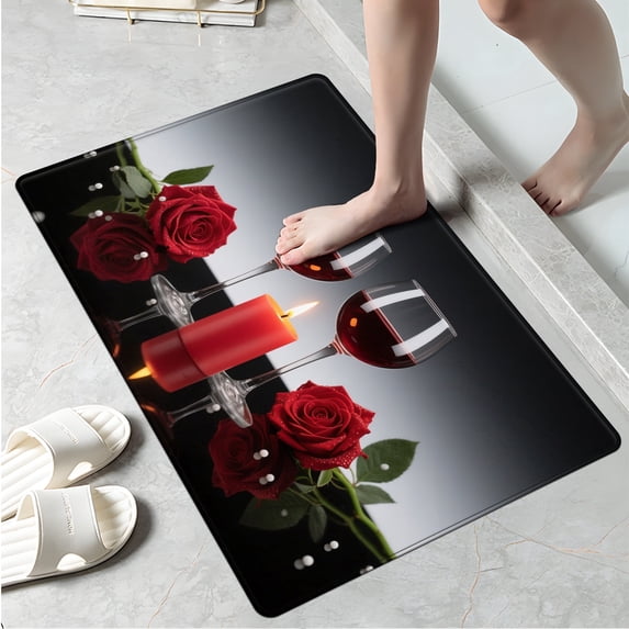 YIMEIS Valentine's Day Romance Kitchen Mat Rug Set - Perfect for Kitchen Counter, 16''*24'', Functional for Decoration
