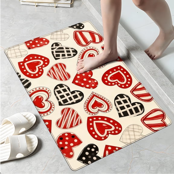 YIMEIS Valentine's Day hearts Fall Kitchen Rugs, Xmas Holiday Kitchen Mat Decor Home Decorations, Green Christmas Mats for Kitchen Floor - 16''*24''