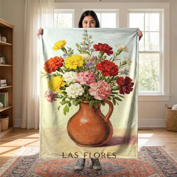 YIMEIS Vase Flower Holiday Blessing High-Density Flannel Warm Blanket, 30*40 inch Non-Shedding & Anti-Pilling, All-Season, for Sofa Bedroom Car